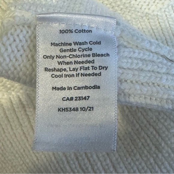Talbots - White 100% Cotton - Puff Sleeve - Cable Knit Sweater - Large - Picture 9 of 10